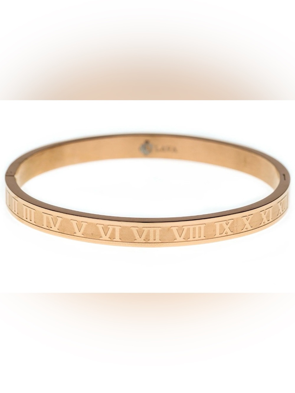 Atlas Gold Roman Numeral Engraved Bangle Bracelet